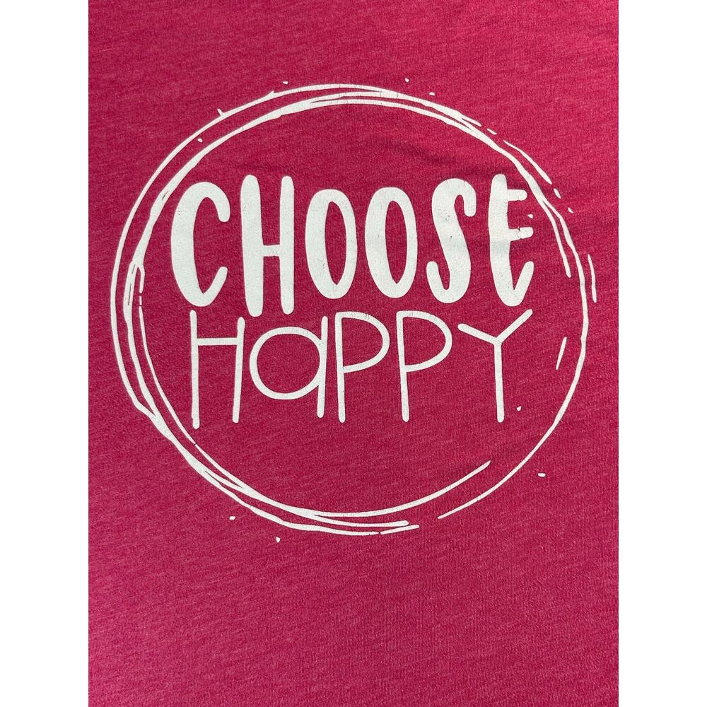 Choose Happy Graphic T-Shirt Women's L Pink Inspirational Bella Short Sleeve Tee - Picture 3 of 6